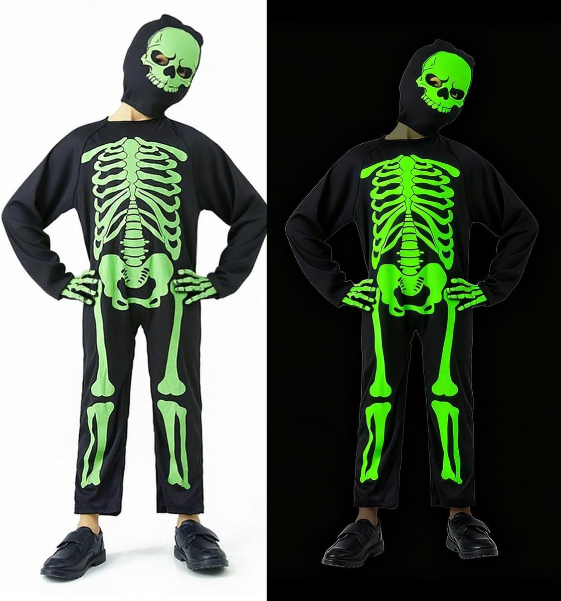 Luminous Grim Reaper Kostuum voor Kinderen - Eng Halloween Outfit voor Jongens en Meisjes, Perfect voor Carnaval en Feestjes