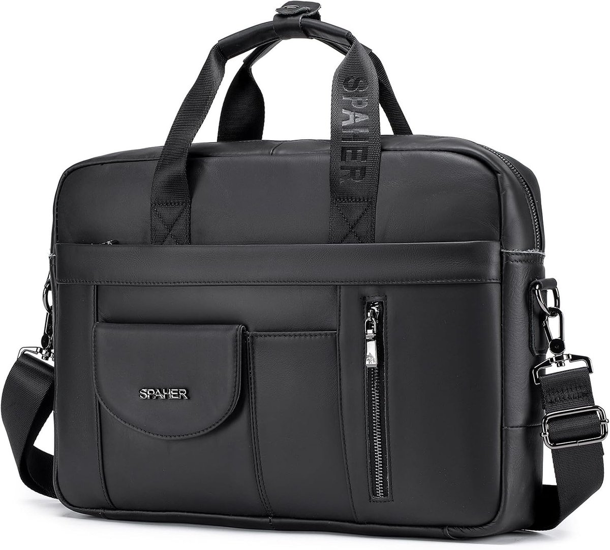 Laptoptas voor 15.6 inch laptops, zakelijke schoudertas voor mannen, leren messenger bag en werk tas, ideaal als cadeau voor mannen
