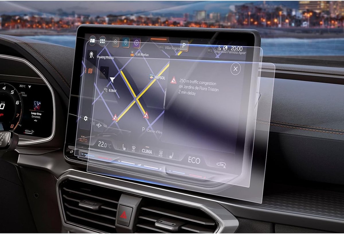 Compatibele 12.9 Inch Navigatie Beschermfolie voor Cupra Formentor en Leon MK4 - Nano Screen Protector, Krasbestendig en Perfecte Pasvorm