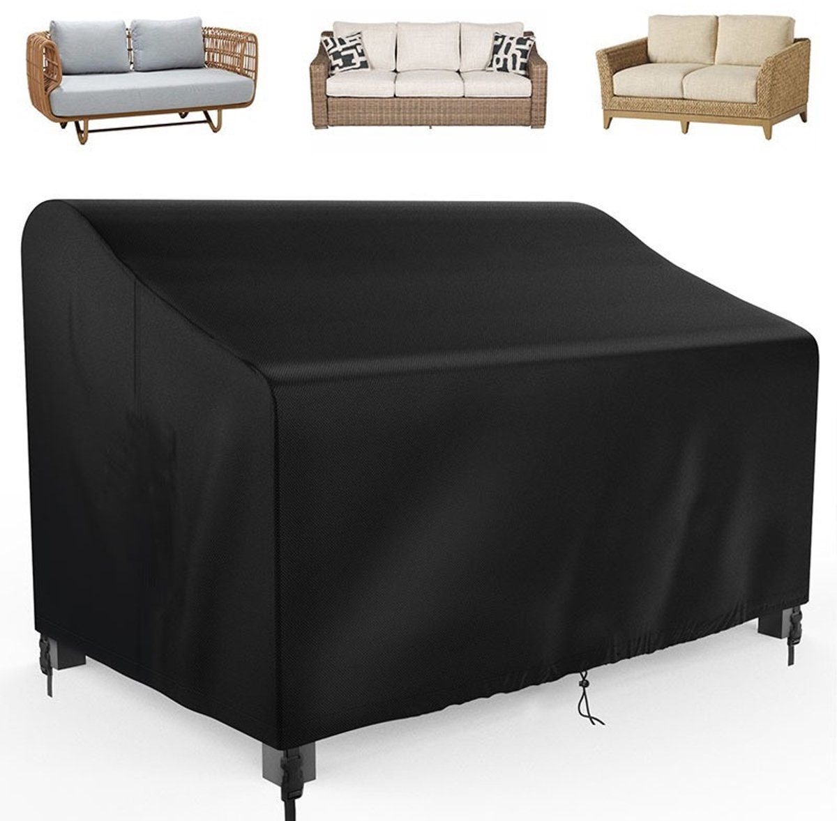 Beschermhoes Tuinbank - Tuinbankhoes - Beschermhoes tuinbank - Beschermhoes tuinmeubelen - Waterdicht - 210D Oxford-doek - zwart - 132*77*60/80cm