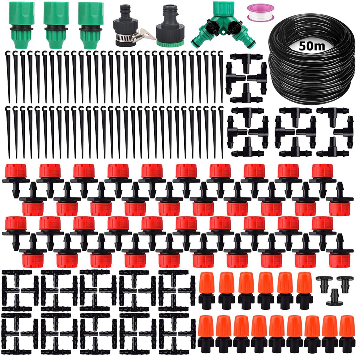 148 stuks Tuin Irrigatieset - 30m Leidingen - Automatisch Druppelirrigatiesysteem - Voor Tuinberegening & Nevelkoeling - Energiebesparend & Milieuvriendelijk - Tuinirrigatiesysteem - Automatische sproeier