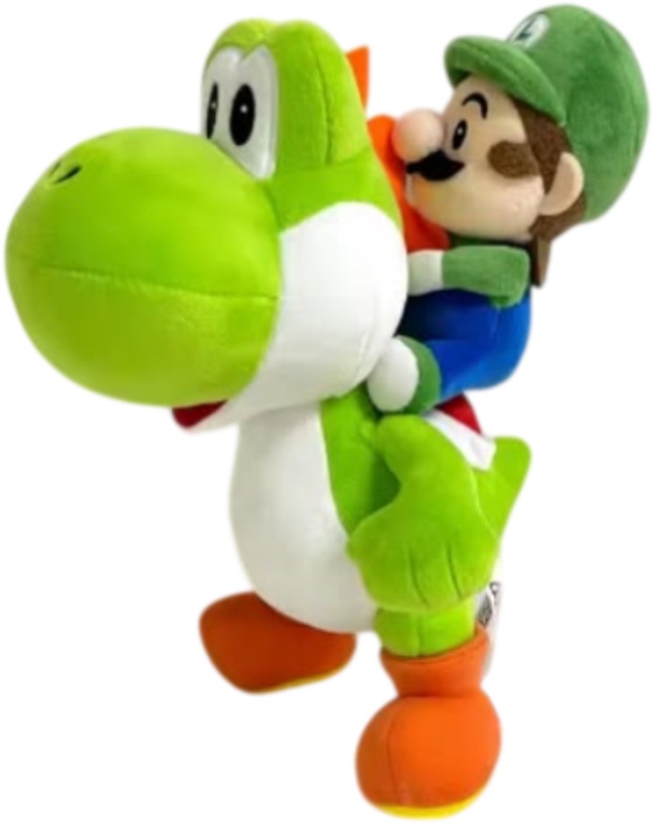 Yoshi met Kleine Luigi Pluche Knuffel 27 cm - Speelgoed Knuffels voor Kinderen - Super Mario Bros Plush Toy