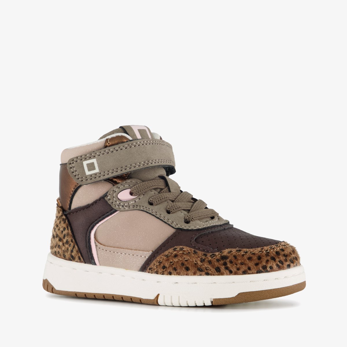Blue Box hoge meisjes sneakers met panterprint details bruin - Maat 22