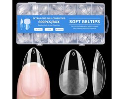 600 Nageltips Amandel Vorm - Zachte Gel Tips voor Nagelverlenging - 10 Maten Acryl Tips voor Salon en Thuisgebruik - C