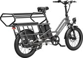 FAFREES 20 inch elektrische fiets met kinderzitjes – E-fiets – E-Bakfiets24Ah accu – maximaal 200kg draagvermogen – max 25km/u – tot 140km – voor gezinsuitjes en dagelijkse boodschappen –Grijs