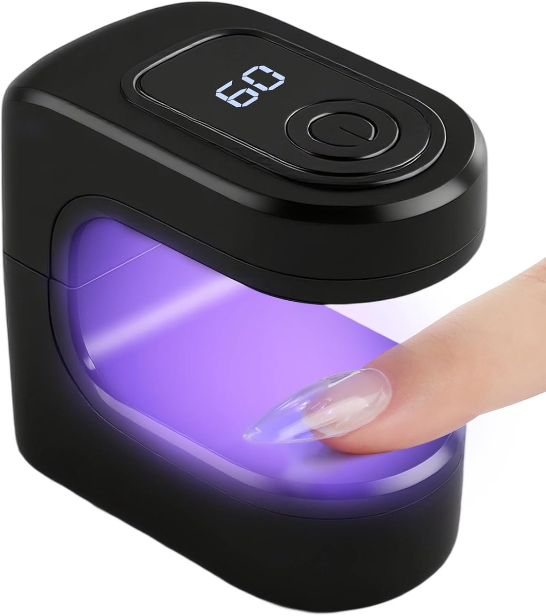 Mini UV LED nagellamp - Kleine nagellamp - Oplaadbare mini draagbare nagellamp - Oplaadbare draagbare nagellamp - Snelhardende gelnagellak - Voor thuisgebruik en in de nagelsalon - Compacte UV LED drooglamp - Zwart - 6*5,8*3,3 cm