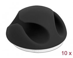 Delock Cable Holder Mini with 2 feed-throughs self-adhesive Set 10 pieces black