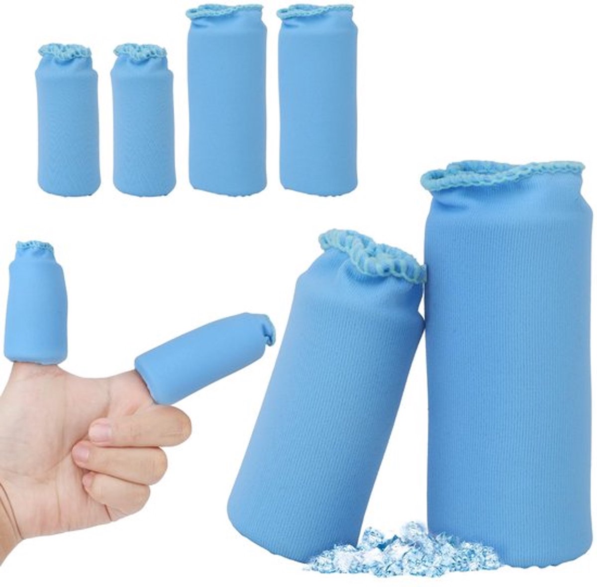 stuks vinger-ijshoezen met een diameter van 3 cm, vingercompressiehoes, koude vingerbescherming, triggervinger-ijspak voor mannen en vrouwen, geschikt voor warme en koude kompressen (blauw)