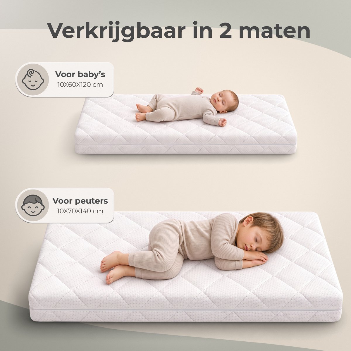 CozySense® Babymatras 60x120 cm – Ledikant Matras – Babymatrassen – Ademend Katoen – Afneembare Hoes – OEKO-TEX® & CertiPUR-US® Gecertificeerd – 10 cm – foto 8