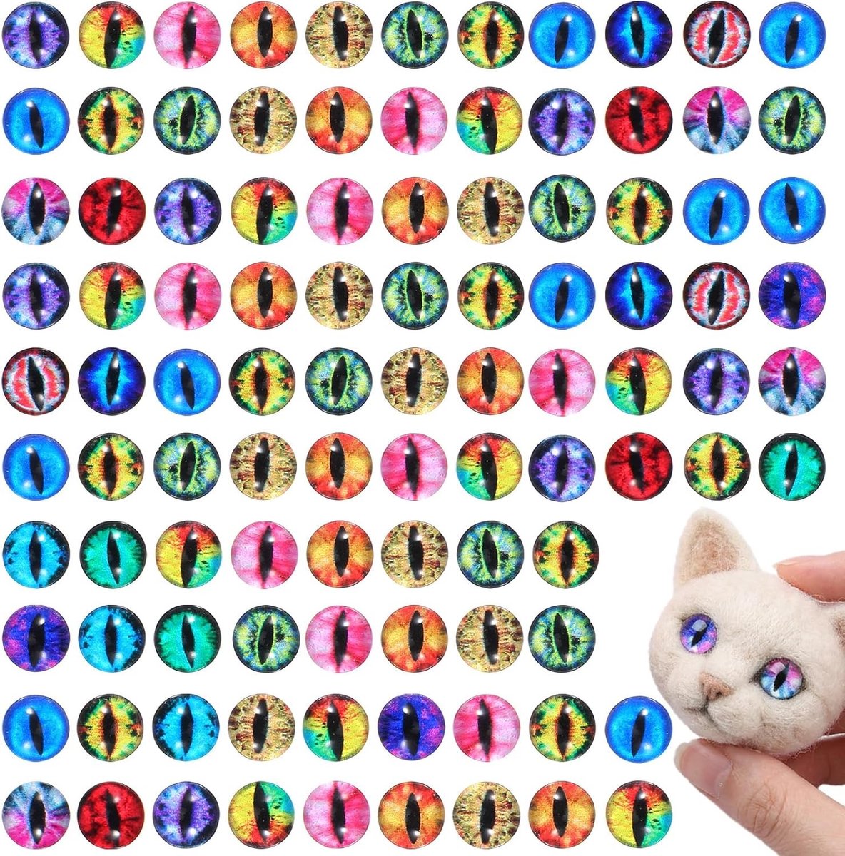 100 stuks glazen drakenogen 6 mm voor knutselen, platte achterkant ronde cabochons in verschillende kleuren voor DIY projecten, poppen maken en 3D-geprinte dieren