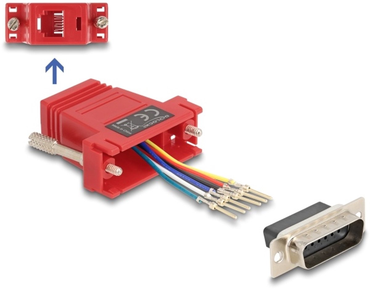 Delock D-Sub 15 pin male to RJ12 female Assembly Kit red