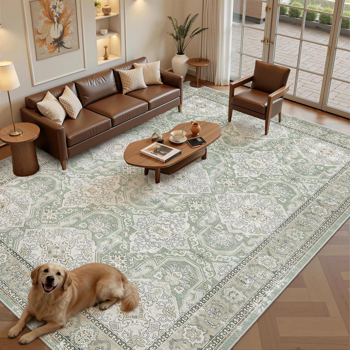 Vloerkleed - Tapijt - Woonkamer Decoratie - Machine Wasbaar - 244 x 305 cm - Groen