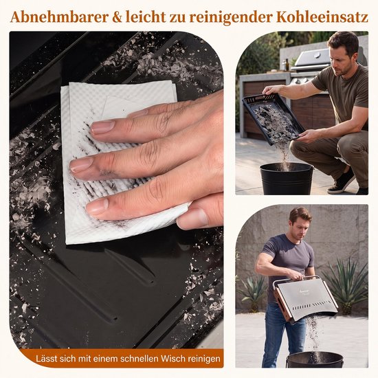 COSTWAY Houtskoolgrill klein, tafelgrill inklapbaar (50,5 x 33,5 x 6,5 cm) - Campinggrill met 2 verstelbare grillhoogtes, reisgrill, houtskoolbarbecue, mini-grill voor BBQ, reizen, picknick van costway — afbeelding 3