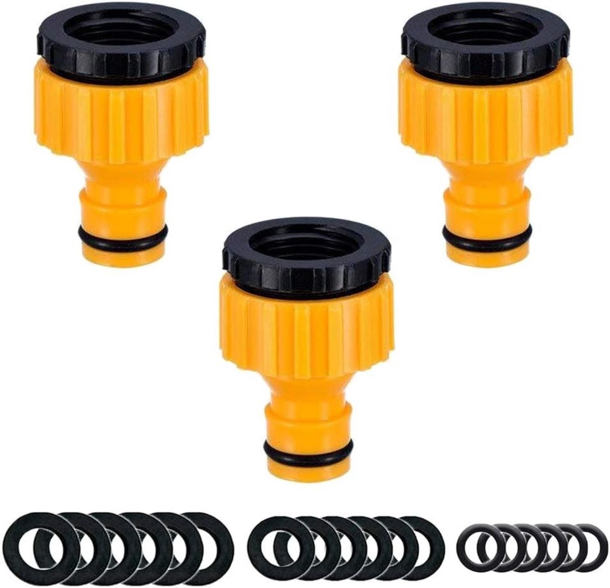 3-Pack Tuinslang Kraan Connector - BSP Draad Kraan Fitting voor 3/4" & 1/2" Adapter met 18 Vervangende O-ringen voor Waterdicht Aansluiting