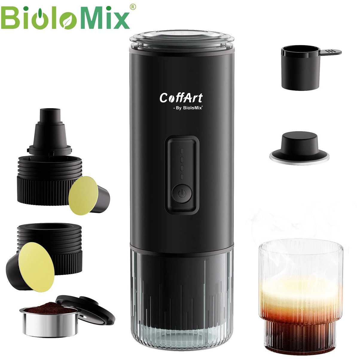 Draagbare Espressomachine 3-in-1 - Portable Espressomachine voor onderweg - Geschikt voor cups en poeder - Handmatige espressomaker - compatible met Nespresso