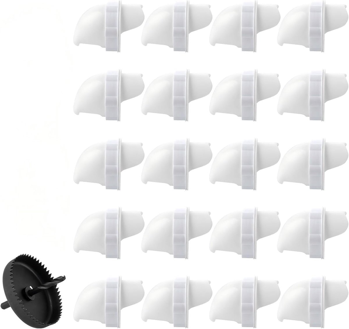 Kippen voederdispenser set van 20 met gatenzaag | 21-delige doe-het-zelfset voor optimale voeding en eenvoudige installatie met voeropeningen en gatzaag