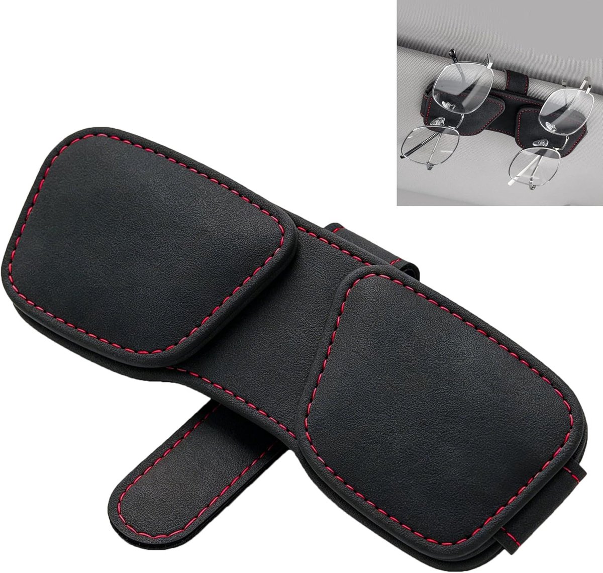Brillenhouder voor auto brillenhouder zonnebrilhouder - 1 stuk, zwart, Autou vizieraccessoires, geschikt voor het opbergen van zonnebrillen, brillen, kaarten en dergelijke