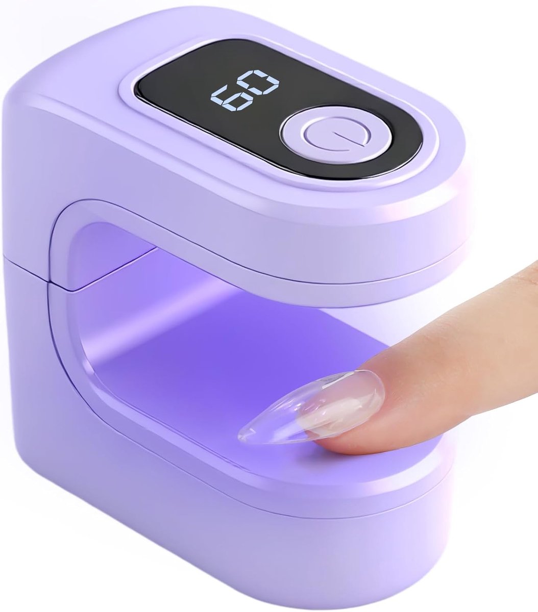 Mini UV LED-nagellamp - Kleine nagellamp - Oplaadbare mini draagbare nagellamp - Oplaadbare draagbare nagellamp - Snelhardende gelnagellak - Geschikt voor thuisgebruik en in de nagelsalon - Compacte UV LED-nagellamp - Paars - 6*5,8*3,3 cm