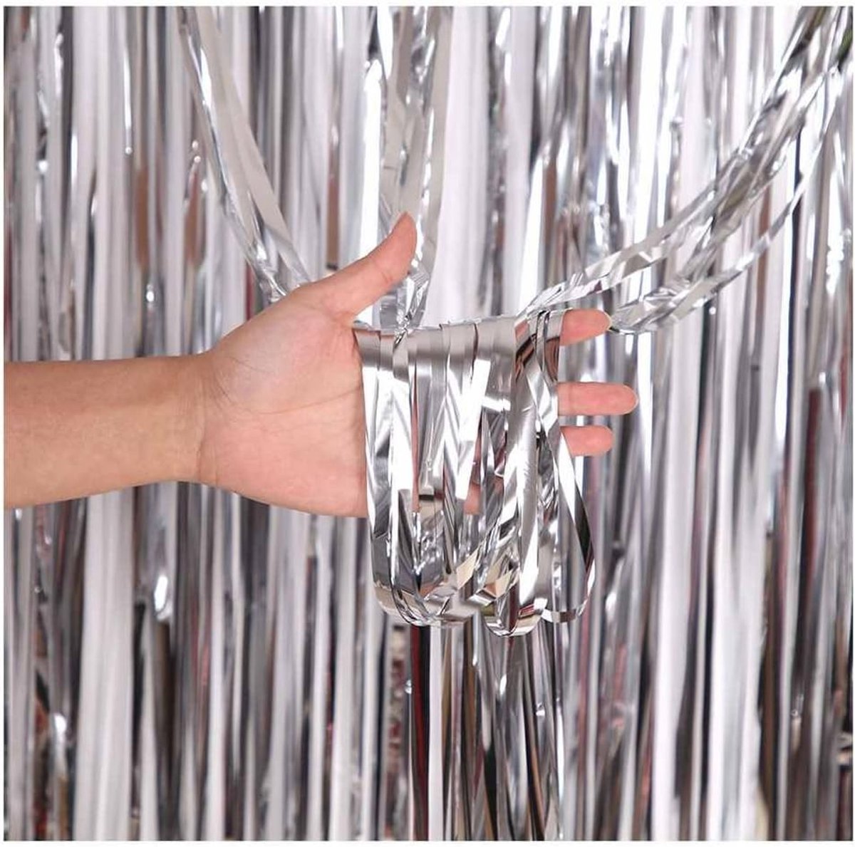 Set van 5 Metallic Lametta Gordijnen, Kleurrijke Franje, Versiering voor Feestdagen, Kerst, Verjaardagen en Decoratie