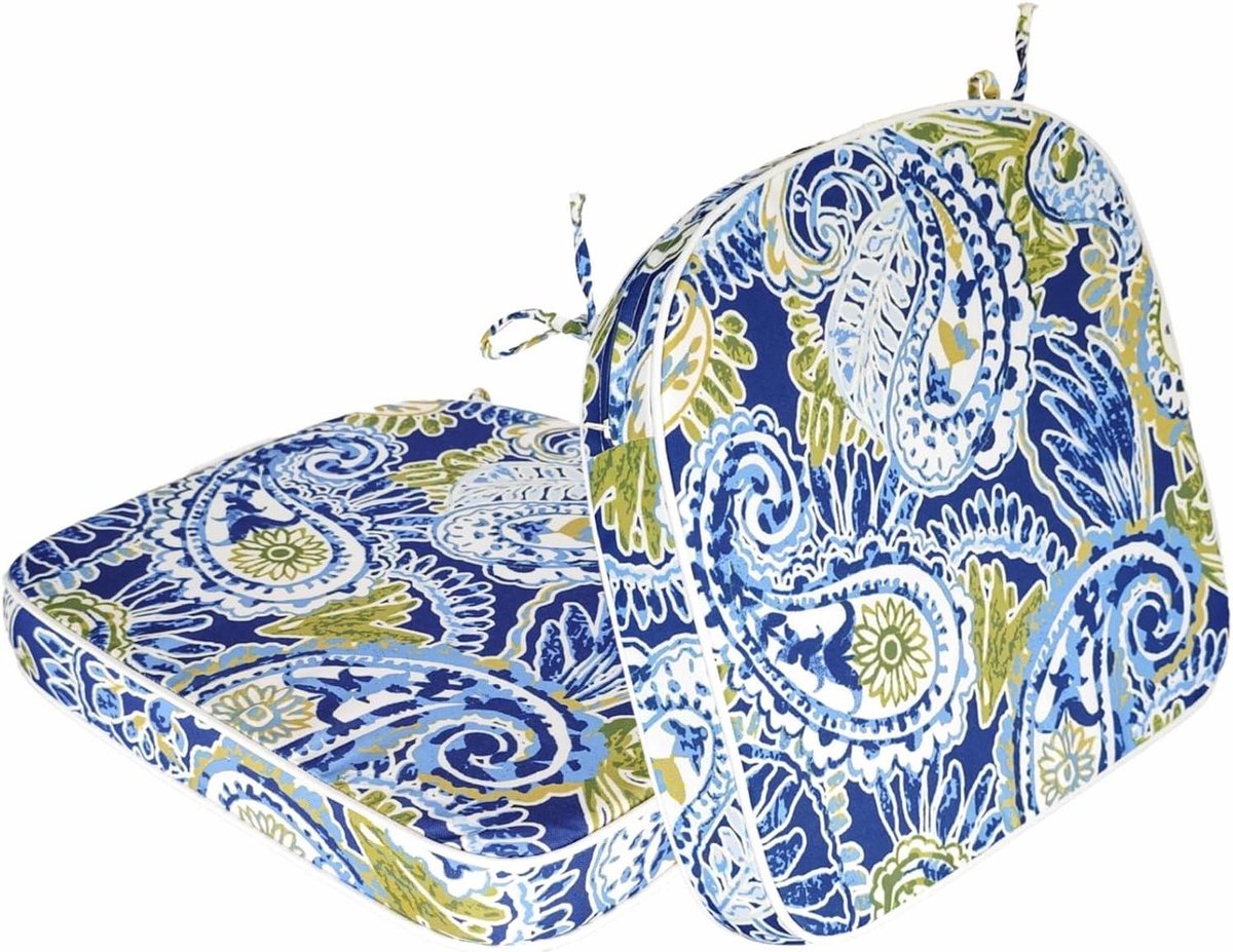 Stoelkussens Buiten - Terras Kussens - Comfortabel Zitten - Waterafstotend Materiaal - 40 x 40 cm - Blauw Paisley