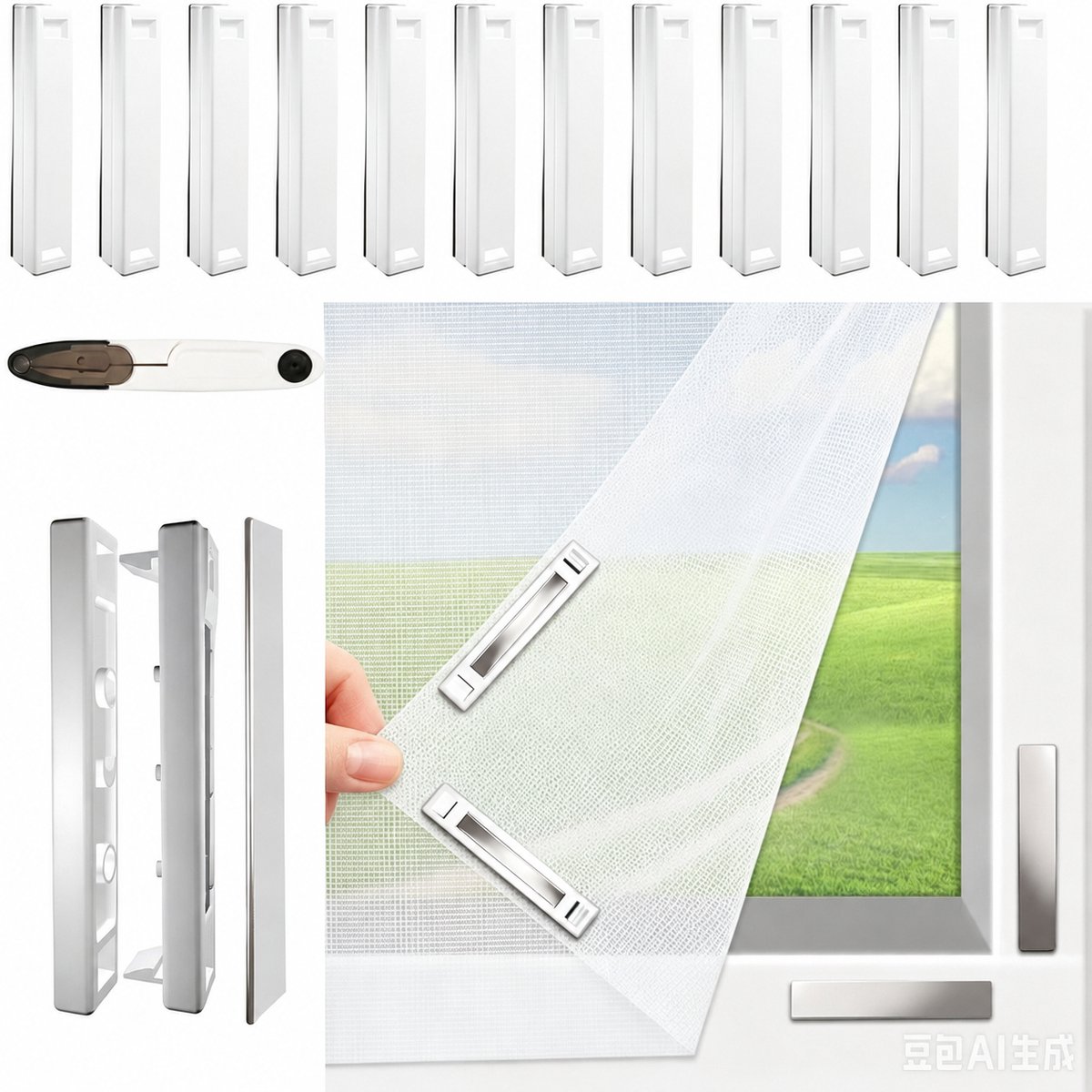 Daity 1 set - Magnetisch raamhor, verstelbaar doe-het-zelf raamnet, max. 150 x 130 cm met innovatieve magnetische sluiting, fijnmazig glasvezelgaas, raamhor met 12 magneten, muggenhor voor ramen in huis