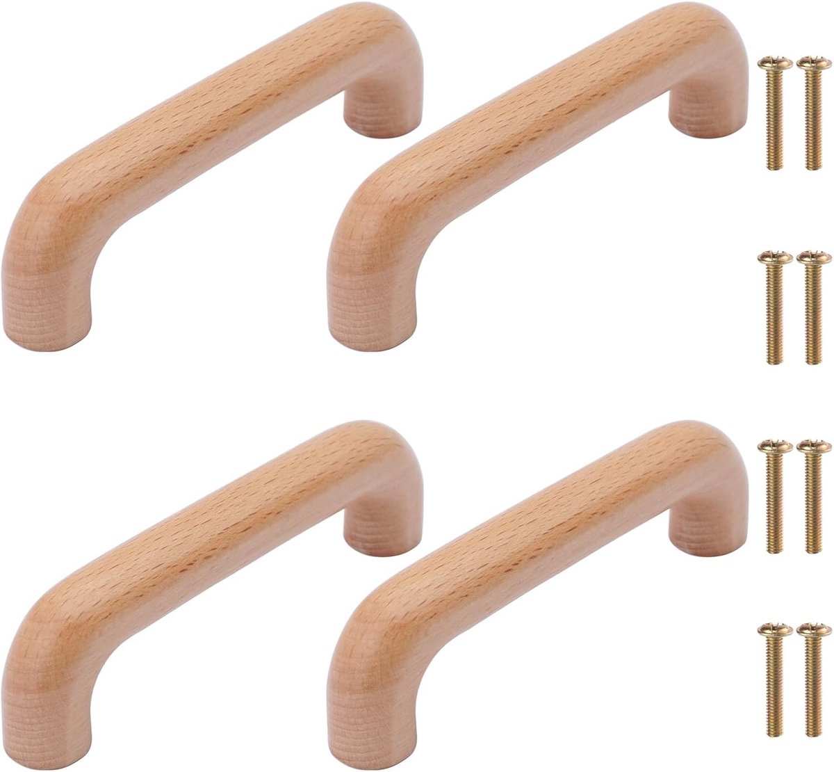 Houten Kastdeuren Handgrepen, Meubelgrepen voor Kasten en Lades, Beukenhout, 111mm Lengte
