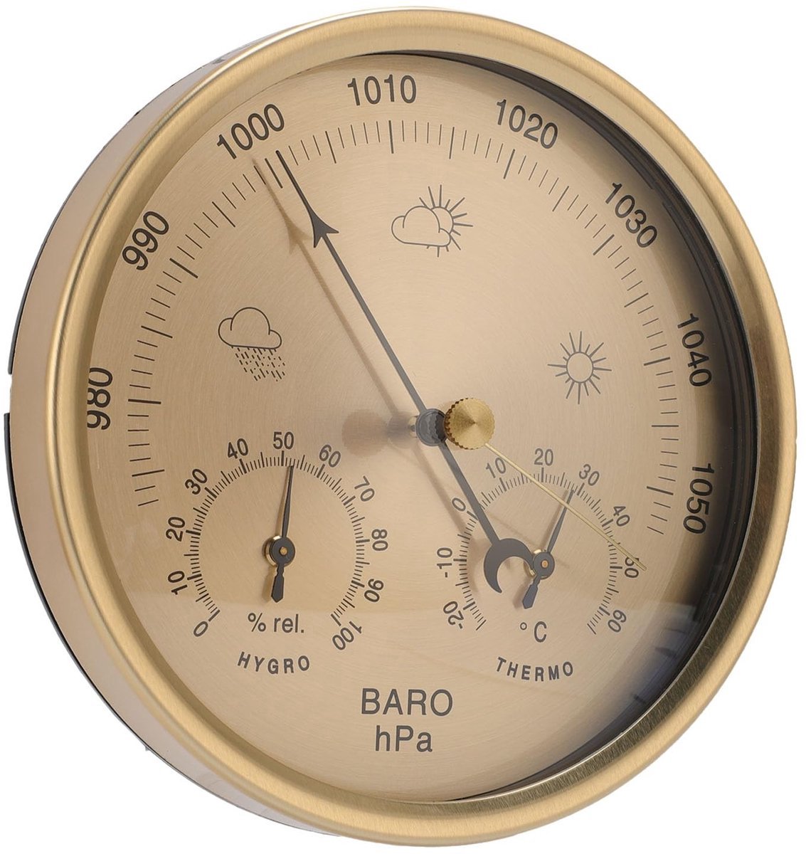 Analoge barometer - met thermometer en hygrometer - 3-in-1 weerstation voor binnen en buiten - gemakkelijk af te lezen - 13 cm diameter - barometer, thermometer, hygrometer