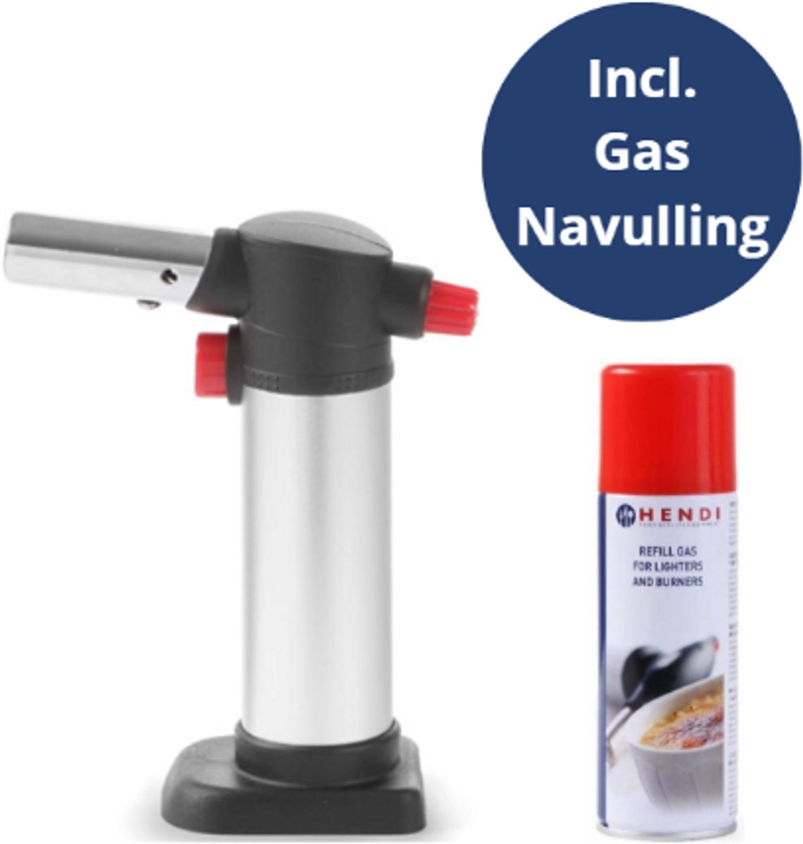 HENDI Koksbrander + Gasflesje 200ml - Automatische ontsteking - Navulbaar - 198223