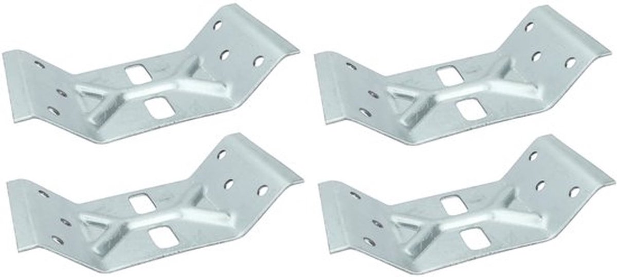C50342 - Set van 4 - Binnenhoekhouder voor tafelpoten - Verstevigde bevestigingsplaten - 148 x 75 x 2 mm - Gegalvaniseerd staal
