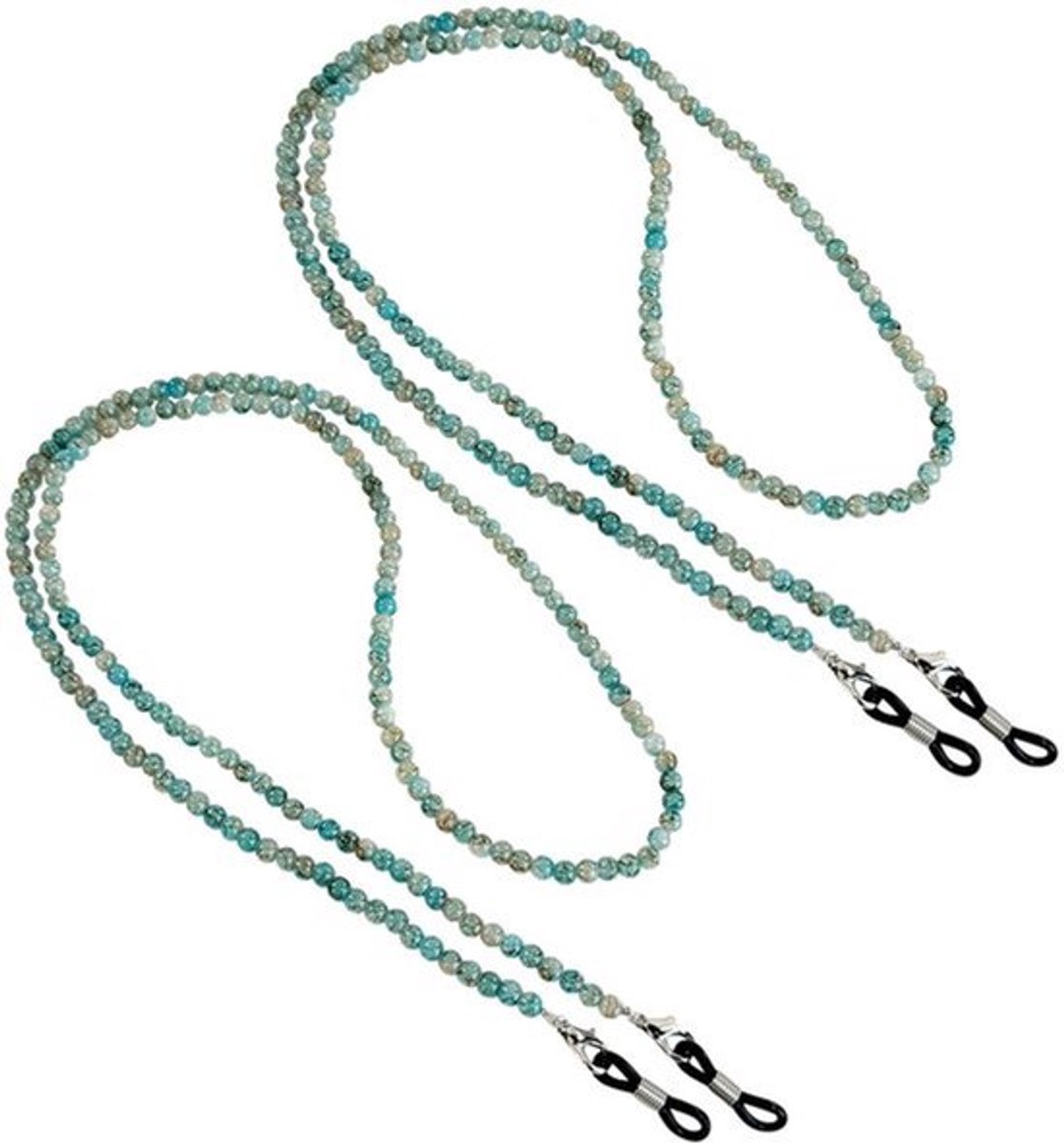 2 Brilkettingen - Navy Blauw - Met Parels - 76 cm