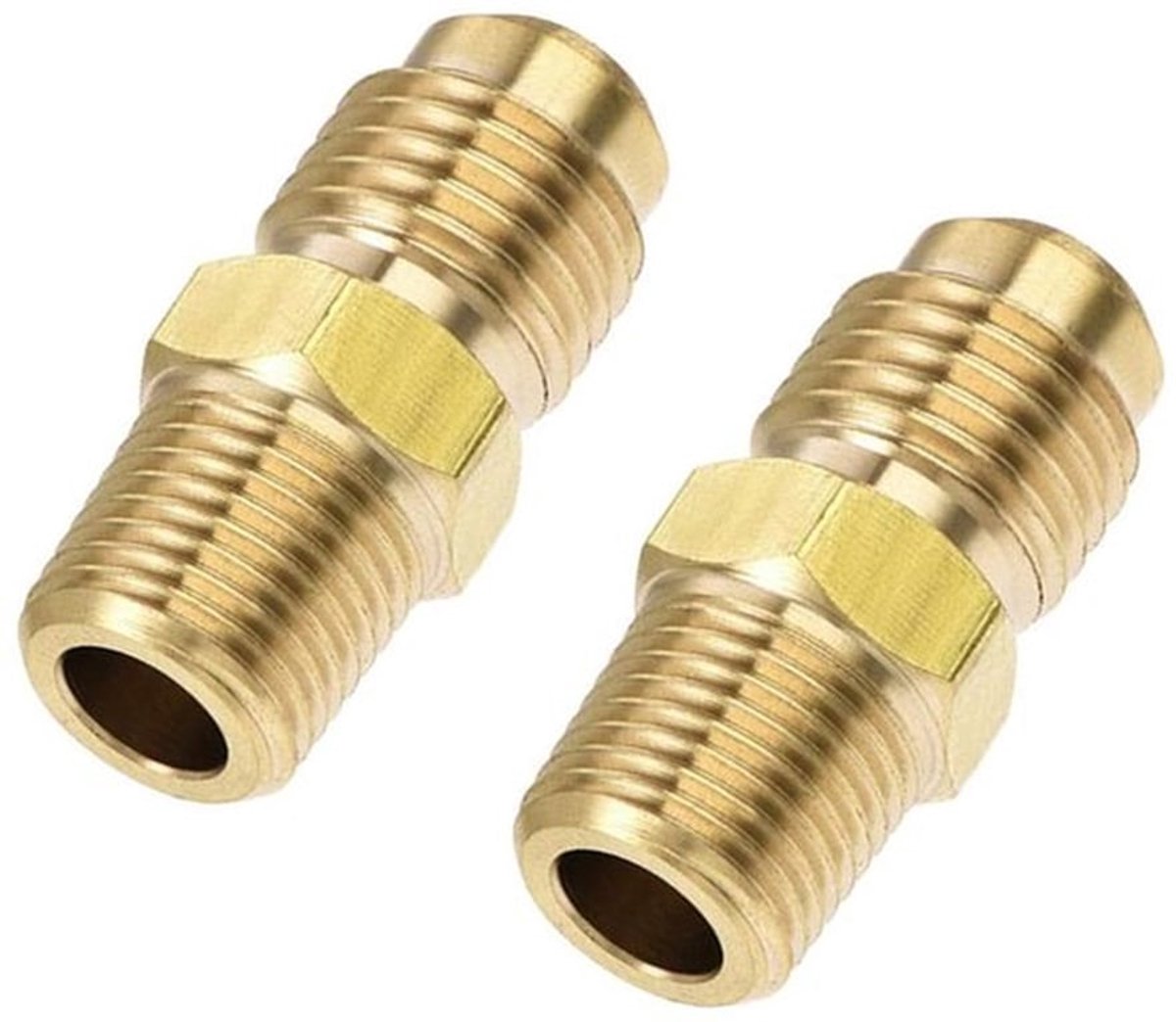 2 stuks messing buisfittingen, 1/4 SAE flare mannelijk naar 1/8 NPT vrouwelijk draad, slangadapter slangconnector voor airconditioningkoeling