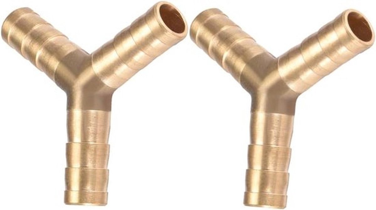 Y-vormige 3-weg verbinding - Messing barb-slang-fitting - Water, Brandstof en Lucht - Prikkeldraad-splitter - Geschikt voor 8 mm of 5/16 inch - 5 stuks