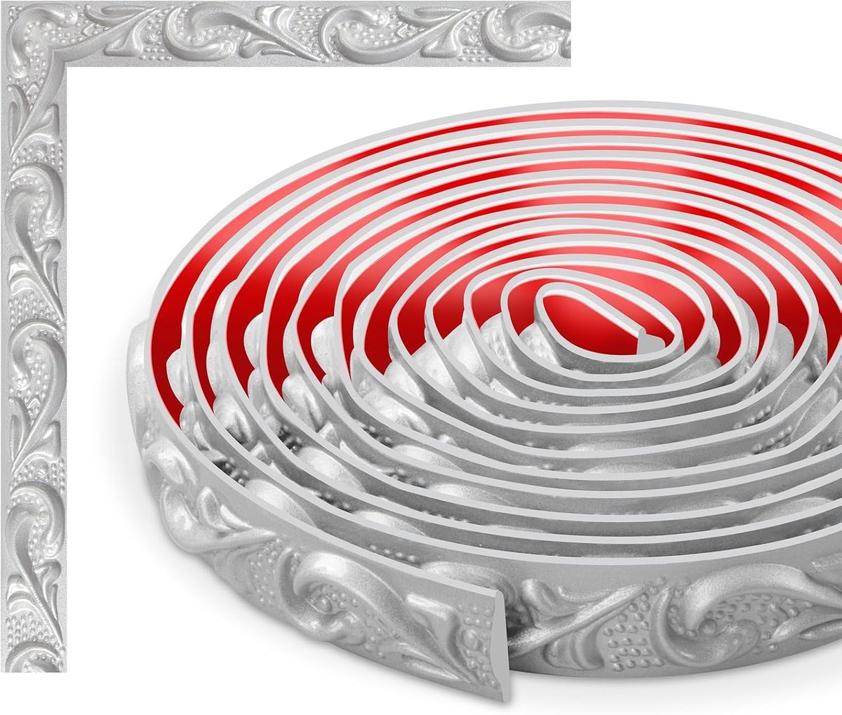 Flexibele Muurafwerking voor Plafond en Decoratieve Lijsten - Ideaal voor Kasten en Wanddecoratie (Zilver, 2cm B)