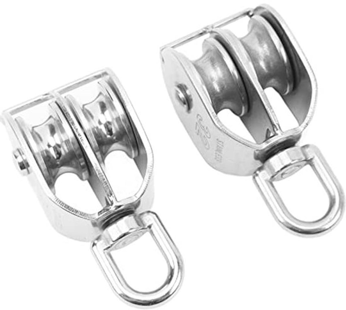 2PCS Dubbele Katrolblok, Kabel Katrolblok M32 Rollenwiel RVS 360 Graden Rotatie Katrol voor Kabel Tillen