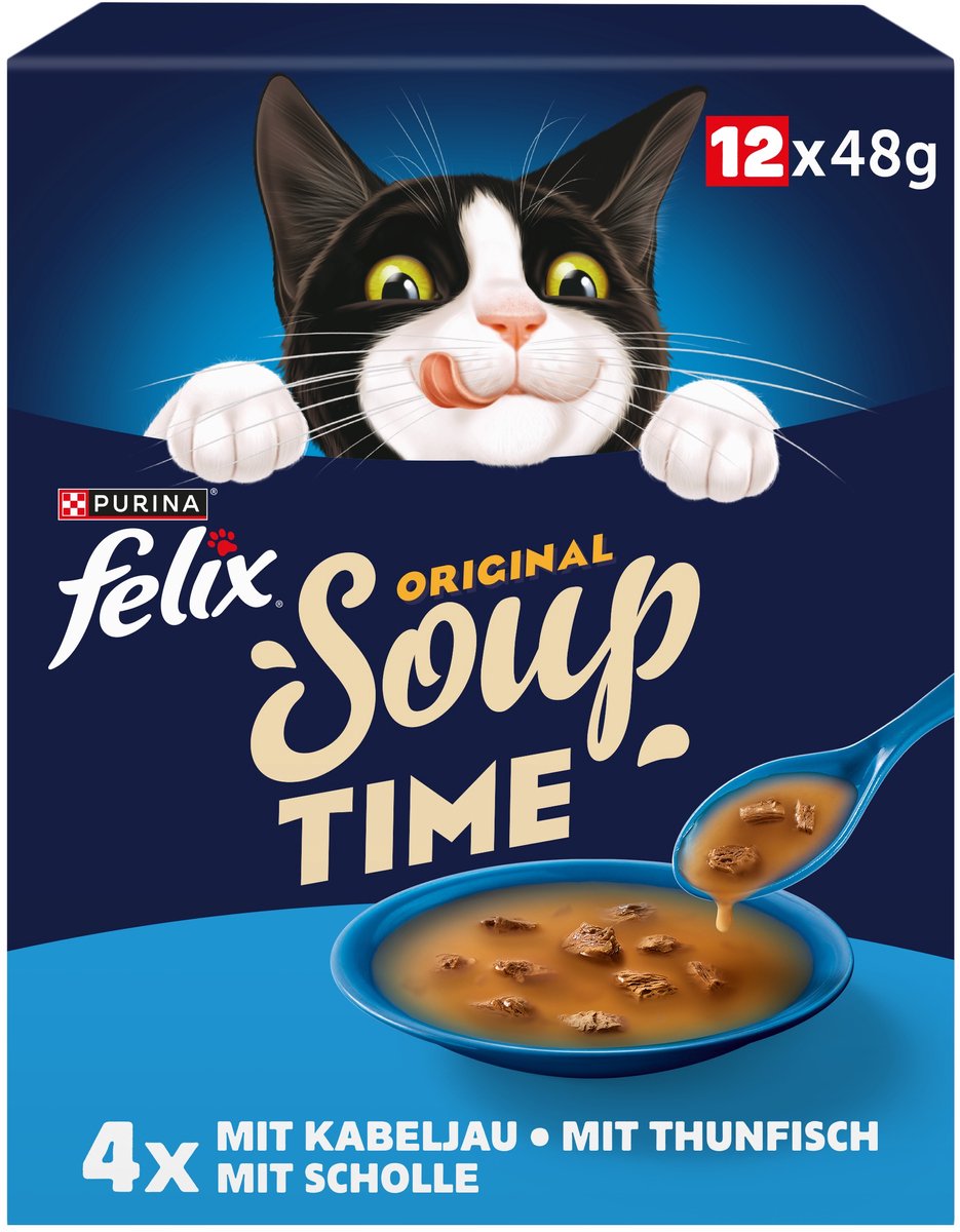 Felix FELIX Soup, verpakking van 12 stuks: een verscheidenheid aan smaken uit het water (1 x 12 x 48g)