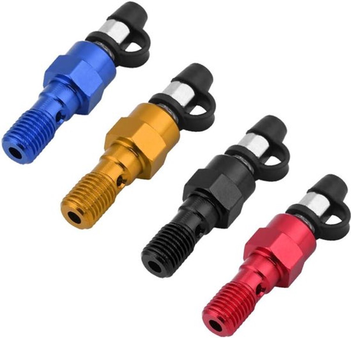 Banjo Bout Ontluchtingsschroef M10x1.0mm Hoofdremcilinder Motorfiets Remklauw Ontluchtingsschroef Nippel + Stofkap (Goud)