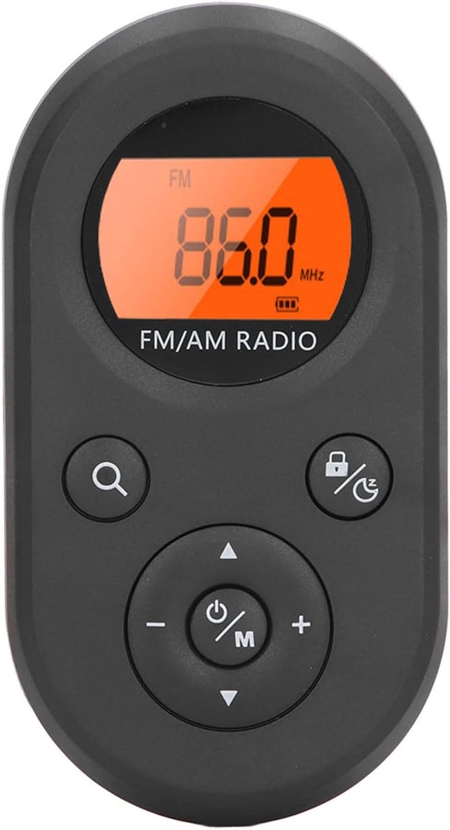 Mini-draagbare FM/AM-radio – kleine radio-ontvanger met koptelefoon – transistorradio – oplaadbare draagbare radio met LCD-achtergrondverlichting – voor wandelingen, joggen, vissen.L