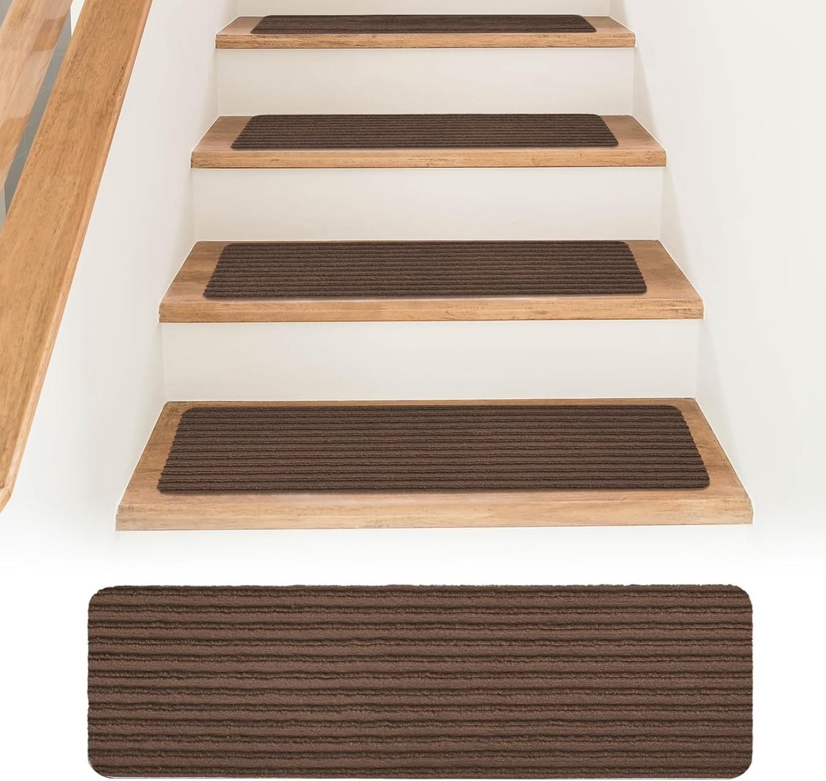 Set van 15 Antislip Trapmatten, 55 x 22 cm, Herbruikbaar en Zelfklevend, Ideaal voor Binnengebruik en Trapbescherming