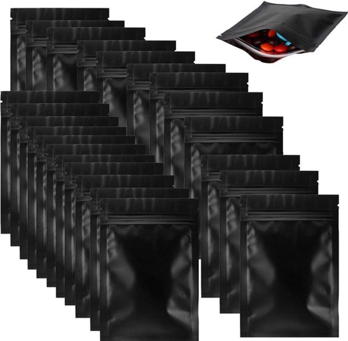 Hersluitbare zakken met zonlicht, 100 stuks, mat, aluminiumfolie, verpakking, verbrand, zelfdicht, voor levensmiddelen, sieraden, elektronica, zelfsluitende opslag