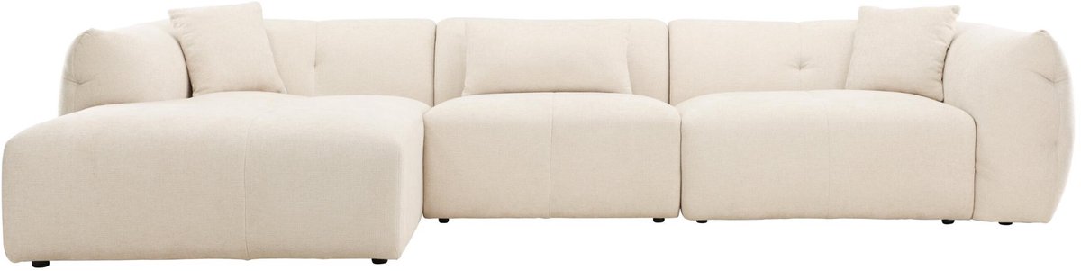 Positano chaise longue bank 3 sierkussens links beige.