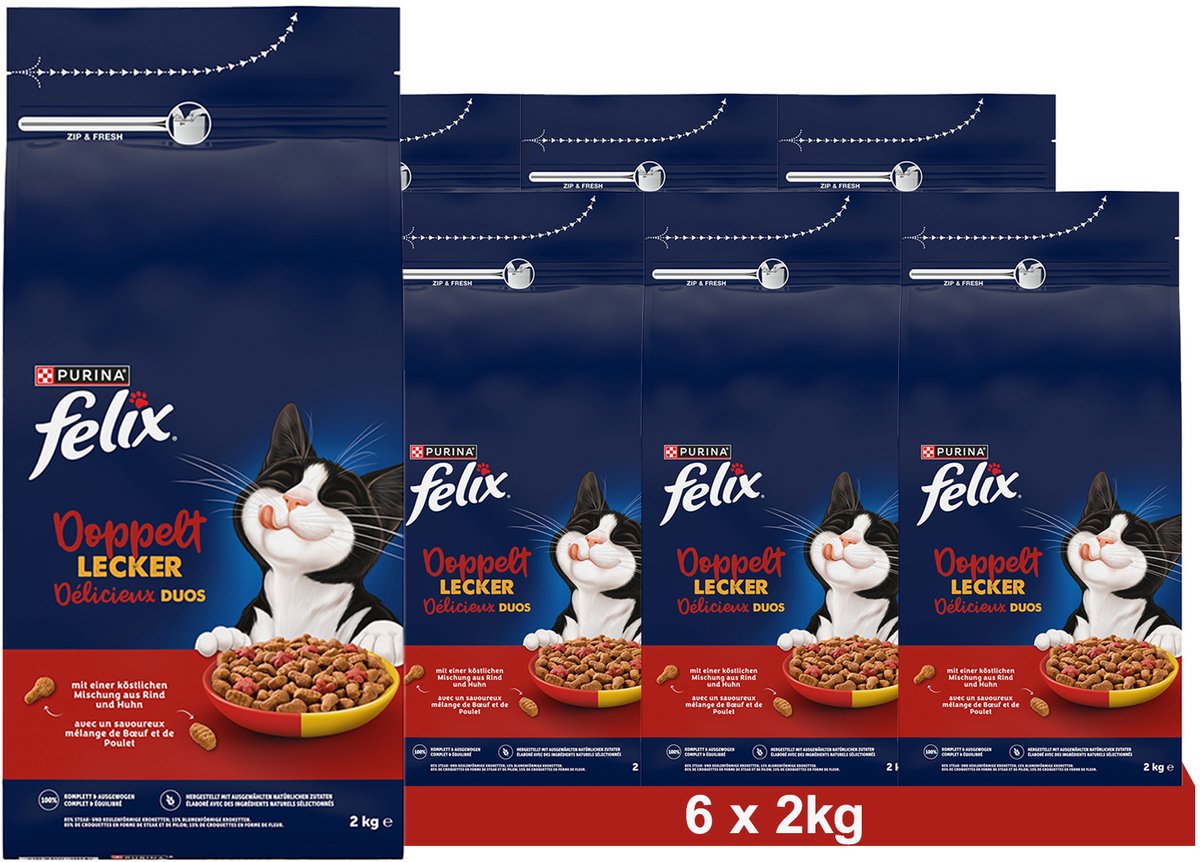 Felix PURINA FELIX Dubbel Lekker Rund Droogvoer (6 x 2kg)
