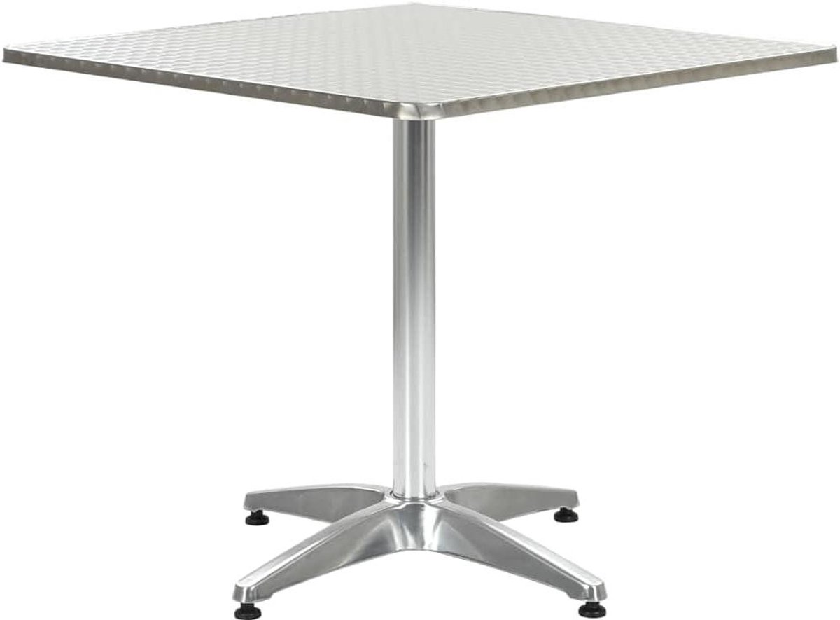 Terrastafel - Balkontafel Tuinmeubel - Buiten Eten - Roestvrij Geanodiseerd Aluminium - 80 x 80 x 70 cm - Zilver