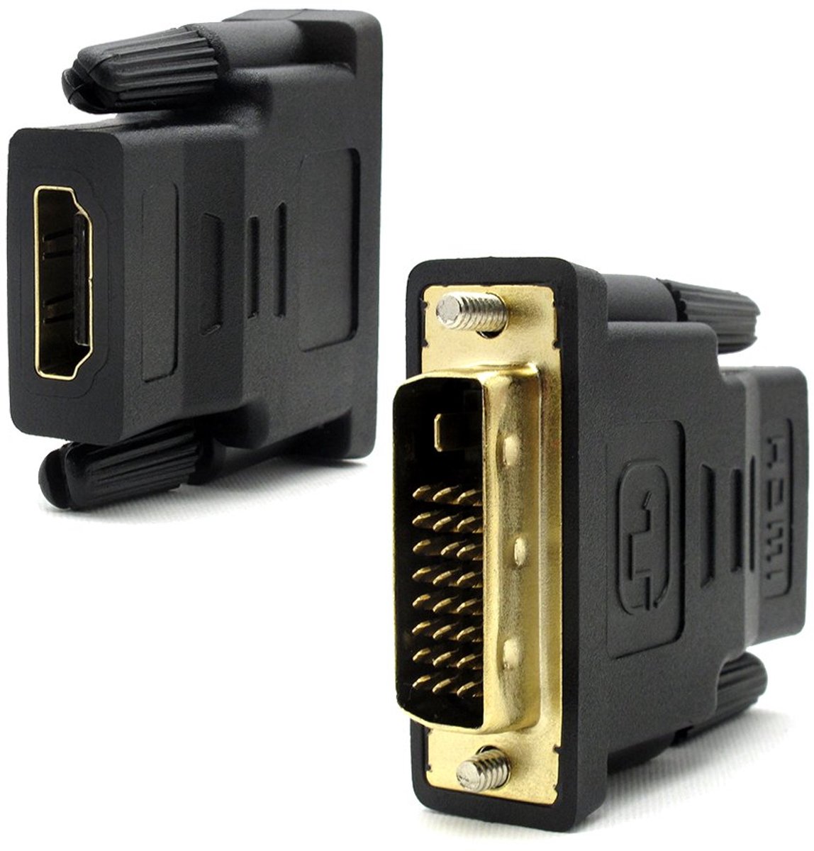 HDMI naar DVI adapter - HDMI 19 (vrouw) naar DVI 24 + 1 (man) - 1080P - Full HD - Connector - Monitor / HDTV - Zwart - 1 stuk - Jonyx
