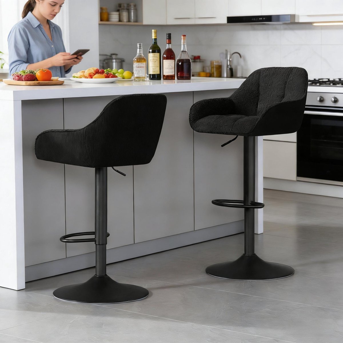 YYchan barkruk - 2-delige set - zwart - 50 x 52 x 109 cm