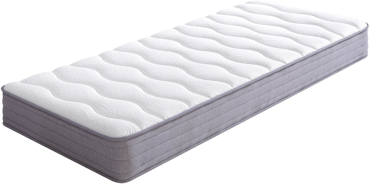 Wishdor - Matras - H3 steun - ergonomisch voor rug-, buik- en zijslapers - slaapkamer - binnenvering - wit - 90 x 200 x 20 cm