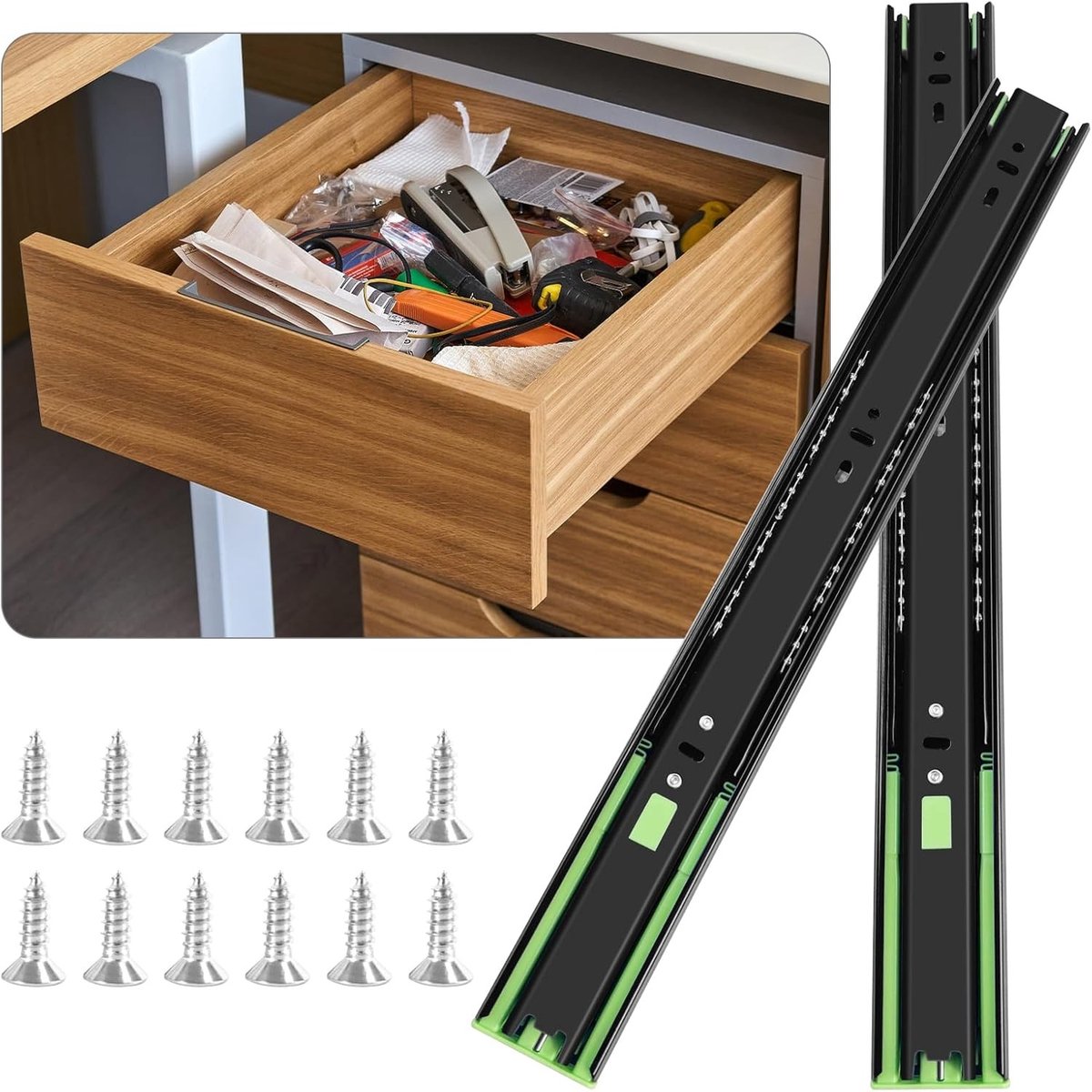 10 Inch Soft Close Ladegeleiders - 6 Paar Volledige Uittrekbaarheid, Zijdemontage, 100 lbs Capaciteit, Duurzame en Stille Lade Slides voor Keuken en Meubels