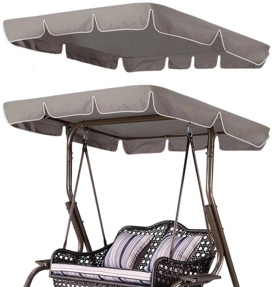 Vervangingshoes Schommelstoel - Water- en Windbestendig, Scheurvast met Overkapping - voor tuin en patio - Zwart Polyester - Zwart 40,64 cm