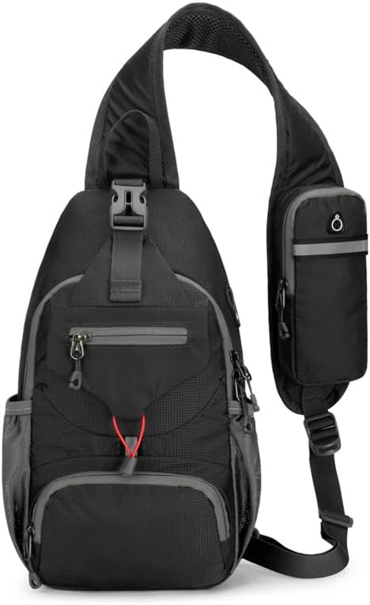 Crossbodytas voor Heren - 37x21 cm - Lichtgewicht - Met Telefoonvakje op Band - Geschikt voor Reizen en Wandelen - Zwart