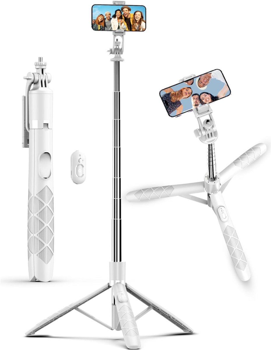 CLGP® Selfiestick Statief - Telefoonhouder - Mobiele Fotografie - Wit