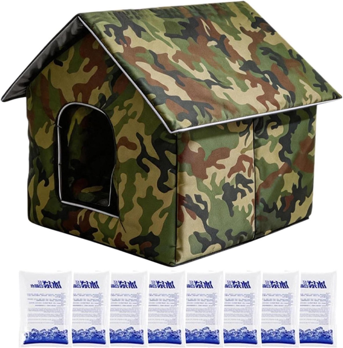 Kattenhuis Koel - Zomerhuis Dier - Hitte Vermijden - 3-Laags Isolatie - 33x33x33 cm - Camouflage